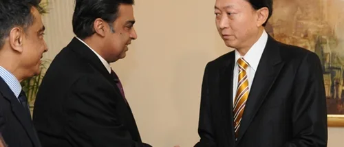 Mukesh Ambani at a Reliance Industries press event